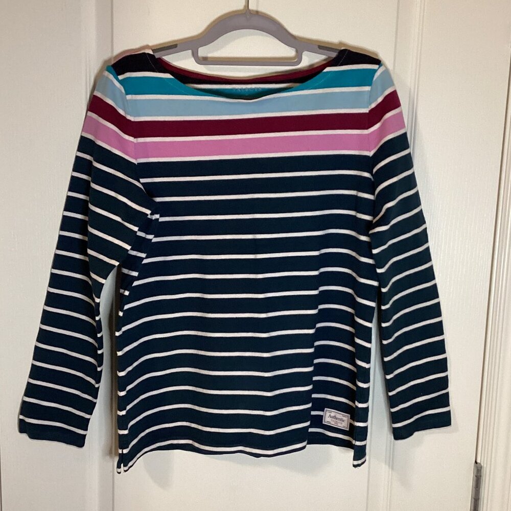 Talbots Women's Long Sleeve T-Shirt Striped Top Size M Cotton